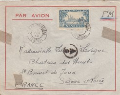 LETTRE. SENEGAL. 1940. DAKAR POUR ST BONNET-DE-JOUX QAONE-ET-LOIRE. N°182 SEUL SUR LETTRE . CONTROLE CENSURE /   2 - Lettres & Documents