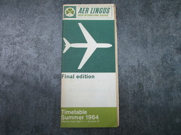 AER LINGUS - Final édition - Timetable Summer 1964 (28 Pages) - Timetables