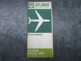 AER LINGUS - Final édition - Timetable Summer 1964 (28 Pages) - Orari