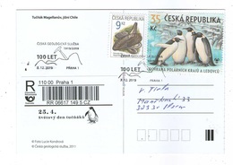 Czech Republic - Very Nice Stamp From S/S And Registered Label, Special Postmark 100 Years Of Czech Geological Survey - Penguins