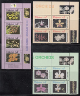 1996 Philippines Aseanpex Orchids Flowers Complete Set Of 2  Blocks Of 4 + Souvenir Sheet MNH - Filippijnen