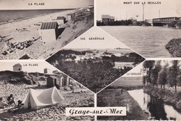 CPSM 9X14 . (14) GRAYE SUR MER (627 H) ) Multi-vues : La Plage, Pont Sur La Seulle, La Seulle, Vue Générale - Other & Unclassified