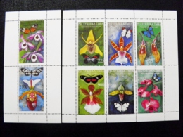 MNH Sheetlet + M/s Tuva Russia Animals Insects Butterflies Papillons Butterfly Flowers Orchids - Touva
