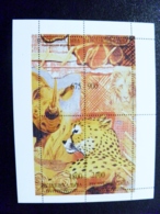 MNH M/s Tuva Russia Animals Cat Family Leopard Cheatah Lion Rhinos - Touva