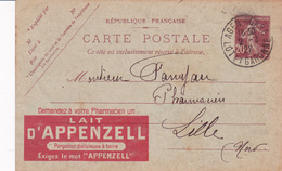 Carte Semeuse Camée 20 C Brun H1 Oblitérée Repiquage Laprée - Cartes Postales Repiquages (avant 1995)