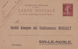 Carte Semeuse Camée 20 C Brun H1 Neuve Repiquage Wibault - Cartes Postales Repiquages (avant 1995)