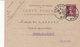 Carte Semeuse Camée 20 C Brun H1 Neuve Repiquage Champagne Mercier - Cartes Postales Repiquages (avant 1995)