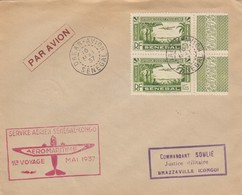 LETTRE SENEGAL. 1937. 1° VOYAGE AEROMARITIME SENEGAL CONGO  / 2 - Storia Postale