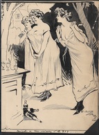 Ca.1900 Dessin Illustration Original Type GIBSON - Encre Sur Papier Carton - Tres Belle Illustration - Dessins