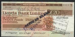 TRAVELLER'S CHEQUE LLOYDS 20 POUNDS 1977  AU - Autres & Non Classés