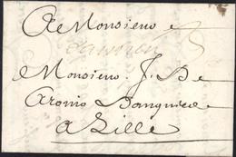 80 Somme 1697 Marque D'Amiens Manuscrite Lenain N°1 Pour Lille Taxe Manuscrite 3 I21 600 Euros - ....-1700: Precursors