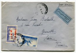 RC 14802 LIBAN 1946 LETTRE AVEC ETIQUETTE PAR AVION POUR GRENOBLE FRANCE TB - Liban