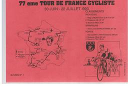 Buvard 77 ème Tour De France Cycliste 30 Juin-22 Juillet 1990 - Deportes