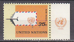 H0386 - UNO ONU NEW YORK AERIENNE N°14 ** Avec Tab - Airmail
