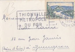 Petite Lettre Affr. 8f Vallée De La Seine Obl. Flamme Secap (Thionville Métropole Du Fer) Thioville  Le 27/12/54 - Usines & Industries