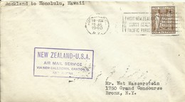NUEVA ZELANDA, CARTA DIRIGIDA  A  BRONX  (N.Y.)  AÑO  1940 - Cartas & Documentos