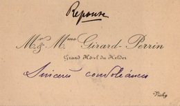 VP16.226 - CDV - Carte De Visite - Mr & Mme GIRARD - PERRIN Grand Hotel Du Helder à VICHY - Visiting Cards