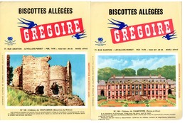 2 Buvards Biscottes Grégoire. N° 108, Château De Dampierre Et N° 108, Château De Ventabren. - Biscotti