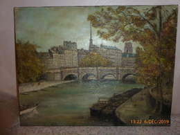 Tableau  Huile Sur Toile   Paris  Quais De La Seine   Voir Description - Oils