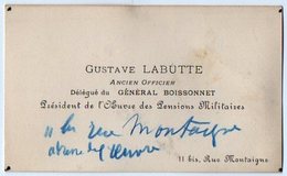 VP16.241 - CDV - Carte De Visite -  Mr Gustave LABUTTE Ancien Officier Délégué Du Général BOISSONNET à PARIS - Cartoncini Da Visita