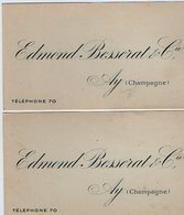 VP16.247 - CDV - Carte De Visite X 2 - Mr Edmond BESSERAT & Cie à AY ( Champagne ) - Visiting Cards