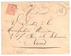 ALAIS à ANDUZE Lettre Convoyeur Type 2 Ob 15/2/ 1902 15 C Mouchon Yv 117 - Spoorwegpost