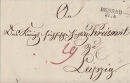 Preussen Brief L2 Dessau 21.8. Gel. Nach Leipzig - Prussia