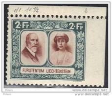 LIECHTENSTEIN Y&T 107 Xx, MNH, Non Dentelé Coté Droit, Petit éclat De Gomme, Grande Rareté, (4J20) - Variétés