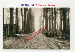 MERKEM-Feldbahn-2x CARTES PHOTOS Allemandes-GUERRE 14-18-1WK-BELGIQUE-BELGIEN- - Houthulst