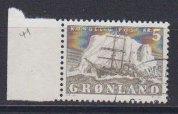 Greenland 1958 Arctic Sailing Ship 1v (margin)  Used (45376G) - Used Stamps