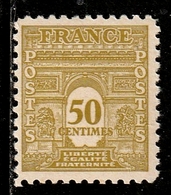 FRANCE 623** 50c Jaune Olive Arc De Triomphe - 1944-45 Arc De Triomphe