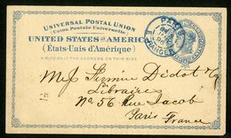 1895 Postal Stationery Card Cancelled On Arrival / Carte Entier Postal Oblitérée à L'arrivée "PARIS ETRANGER 8/1/96". - ...-1900