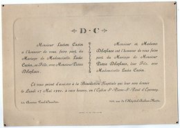 VP16.257 - EPERNAY X QUERIGUT 1920 - Faire -part De Mariage De Mr Pierre DELEPLACE & Melle Lucie CASIN - Annunci Di Nozze