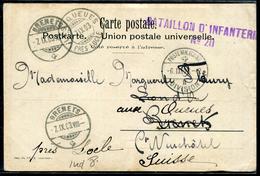 SUISSE - CP OBL. " POSTE MILITAIRE / II DIVISION LE 6/9/1903 " + " BATAILLON D'INFANTERIE N° 20 " - TB - Postmarks
