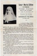 VP16.264 - Soeur Marie - Céline De La Présentation Morte Au Monastère Des Clarisses De BORDEAUX - TALENCE En 1897 - Religione & Esoterismo