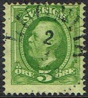 LUGNVIK 2 1 1898 On1891. Oscar II. 5 öre Green (Michel 41) - JF164388 - Oblitérés