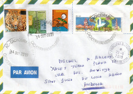 Faune/flore De Guiana (Bresil),  émission 2019 Sur Lettre Adressée Andorra, Avec Timbre à Date Arrivée - Storia Postale