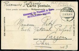 SUISSE - CP OBL. INTERLAKEN LE 26/6/1916 & " INTERNEMENT DES PRISONNIERS DE GUERRE / INTERLAKEN - SUISSE " - TB - Poststempel