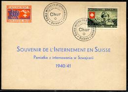 SUISSE - CP + VIGNETTE AVEC " CAMP MILITAIRE D'INTERNEMENT / FRANC DE PORT / CHUR / SUISSE " - SUP - Poststempel