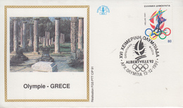 Enveloppe  FDC  1er  Jour   GRECE   JEUX  OLYMPIQUES  D'  HIVER    ALBERTVILLE    1992 - Hiver 1992: Albertville