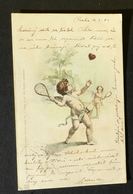 Delcampe - AK   Tennis  Künstlerkarte Ange Engelen Engel Putte    Um 1900   #AK5962 - Tennis