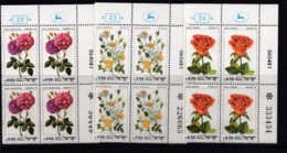 ISRAEL, 1981, Cylinder Corner Blocks Stamps, (No Tab), Roses Of Israel, SGnr(s). 821-823, X1089 - Ongebruikt (zonder Tabs)