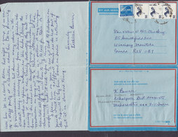 India Postal Stationery Ganzsache Entier Aerogramme PRIVATE Print MONTAUBAN 1980 WINNIPEG Manitoba Canada - Aerogrammi