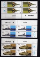 ISRAEL, 1983, Cylinder Corner Blocks Stamps, (No Tab), KFIR Merkav Reshf, SGnr. 913-915, X1094 - Nuevos (sin Tab)