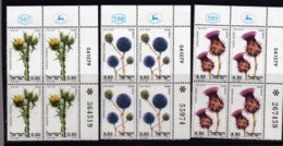 ISRAEL, 1980, Cylinder Corner Blocks Stamps, (No Tab), Thistles, SGnr. 771-773, X1083 - Ongebruikt (zonder Tabs)