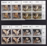 ISRAEL, 1987, Cylinder Corner Blocks Stamps, (No Tab), Biblical Birds - 2, SGnr.1015-1018, X1103 - Unused Stamps (without Tabs)