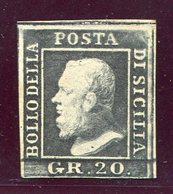 1859- SICILIA- 20 GR.VIOLETTO ARDESIA SCURO - M.N.H./ M.L.H.- LUXE !! - Sicile