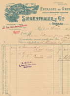 FA 1541- FACTURE -  FROMAGES EN GROS SIEGENTHALER & CIE   A GRSSAU  SUISSE   (1907) - Svizzera