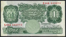 GREAT BRITAIN    P369 1 POUND  1948  #E64A  Signature  PEPPIATT    XF NO P.h. - 1 Pond