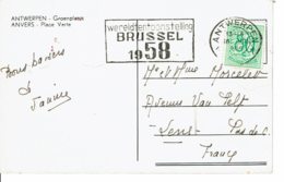 1958 - D'Envers Pour Lens - Oblit. "Wereldtentoonstelling BRUSSEL 1958" Exposition Mondiale Bruxelles 1958 - Flammes